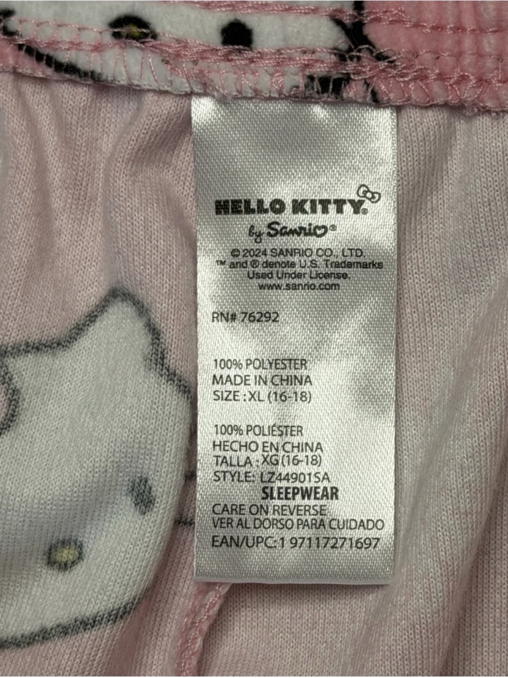 Hello Kitty Sanrio Plush Fleece Pajama Set Women’s XL Pink White Winter PJs - Picture 2 of 10